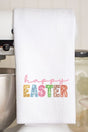 Pastel Faux Embroidery Happy Easter Transfer Waffle Kitchen Towel - Wholesale Accessory Market