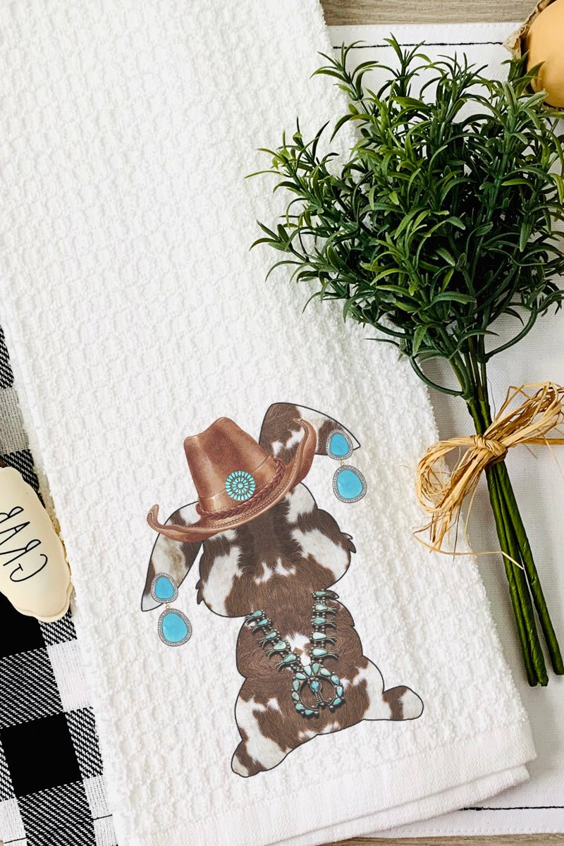 Western Rabbit Cowhide Waffle Kitchen Towel - Wholesale Accessory Market