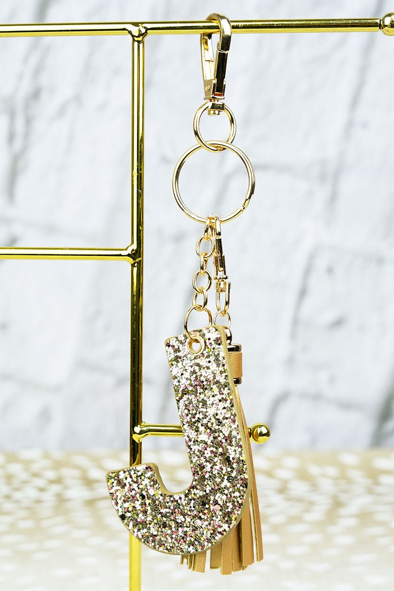 Letter Keychain Initial Keychain Initial Key Ring Glitter 