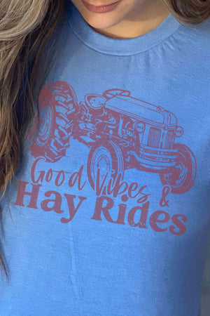 Good Vibes & Hayrides Unisex Poly-Rich Blend Tee - Wholesale Accessory Market