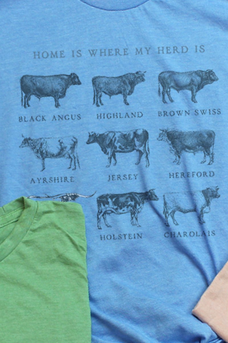 Home Is Where My Herd Is Unisex Poly-Rich Blend Tee - Wholesale Accessory Market