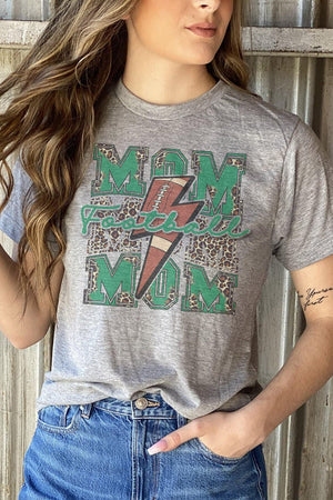 Cheetah Stacked Football Mom Green Unisex Poly-Rich Blend Tee - Wholesale Accessory Market