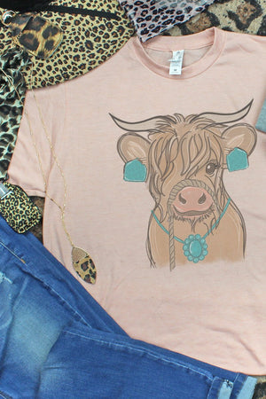 Fancy Turquoise Cow Unisex Poly-Rich Blend Tee - Wholesale Accessory Market