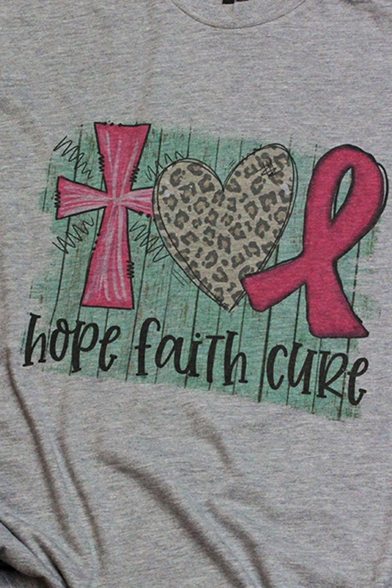 Hope, Faith, Cure Pink Ribbon Unisex Poly-Rich Blend Tee - Wholesale Accessory Market