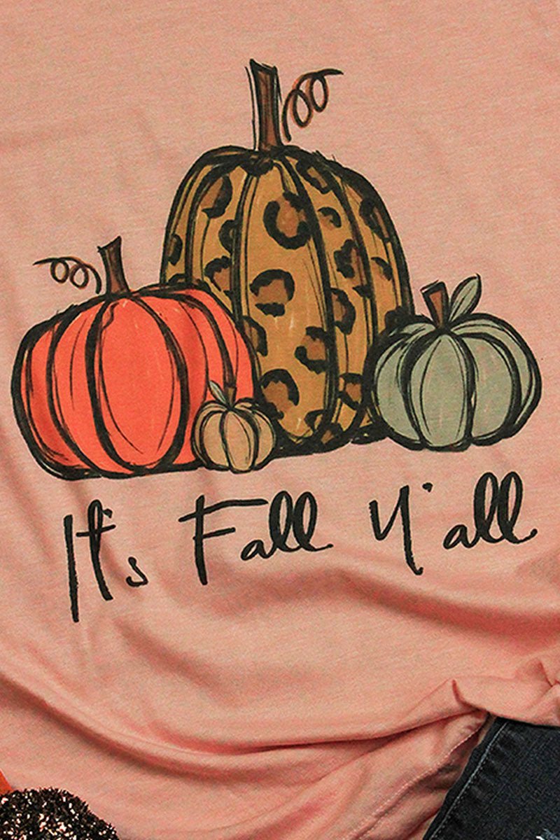 It's Fall Y'all Leopard Pumpkin Trio Unisex Poly-Rich Blend Tee - Wholesale Accessory Market