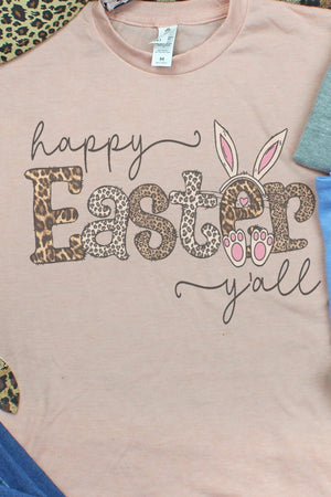 Leopard Happy Easter Y'all Unisex Poly-Rich Blend Tee - Wholesale Accessory Market