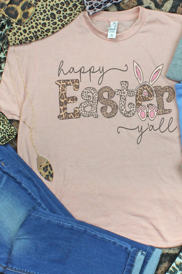 Leopard Happy Easter Y'all Unisex Poly-Rich Blend Tee - Wholesale Accessory Market