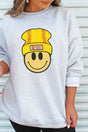 Beanie Softball Happy Face Heavy-weight Crew Sweatshirt - Wholesale Accessory Market