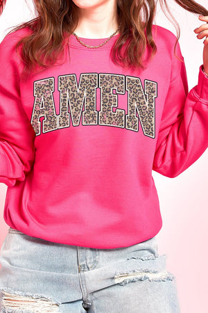 Arched Amen Leopard Heavy-weight Crew Sweatshirt - Wholesale Accessory Market