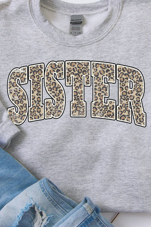 Arched Sister Leopard Heavy-weight Crew Sweatshirt - Wholesale Accessory Market