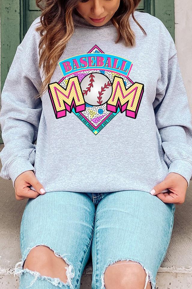 Loud And Proud Baseball Mom Heavy-weight Crew Sweatshirt - Wholesale Accessory Market