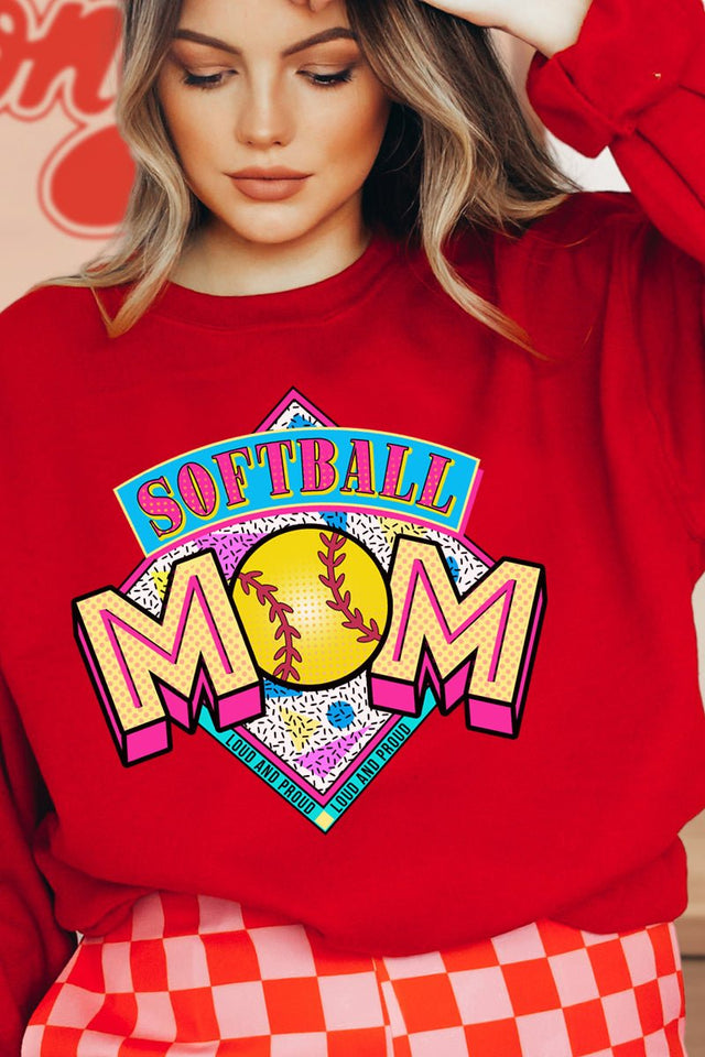 Loud And Proud Softball Mom Heavy-weight Crew Sweatshirt - Wholesale Accessory Market