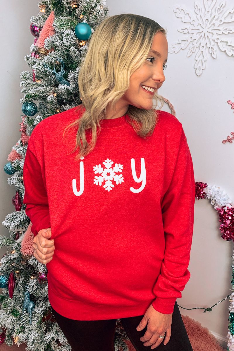 Snowflake Joy Puff Vinyl Heavy-weight Crew Sweatshirt - Wholesale Accessory Market