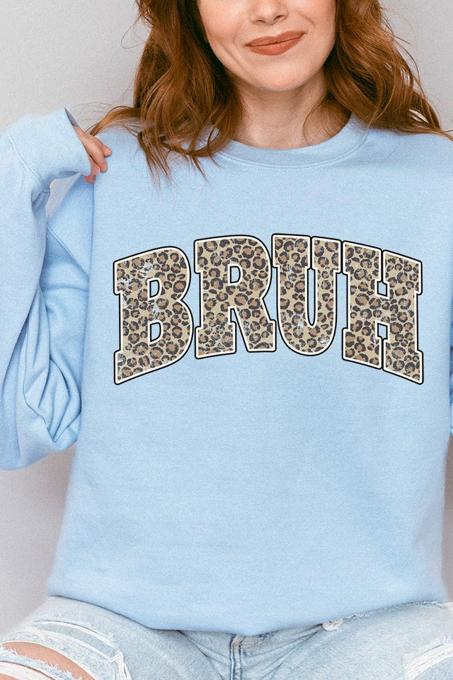 Arched Bruh Leopard Heavy-weight Crew Sweatshirt - Wholesale Accessory Market