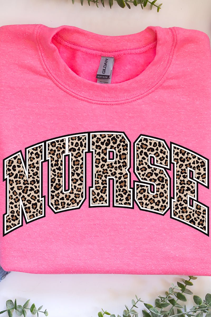 Arched Nurse Leopard Heavy-weight Crew Sweatshirt - Wholesale Accessory Market