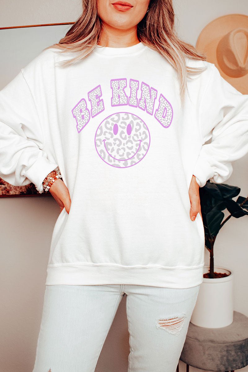 Be Kind Happy Face Heavy-weight Crew Sweatshirt - Wholesale Accessory Market