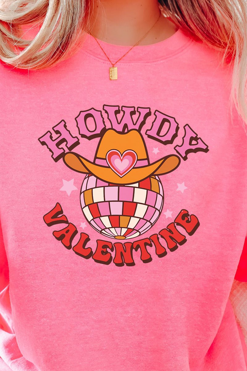 Cowboy Hat Howdy Valentine Heavy-weight Crew Sweatshirt - Wholesale Accessory Market