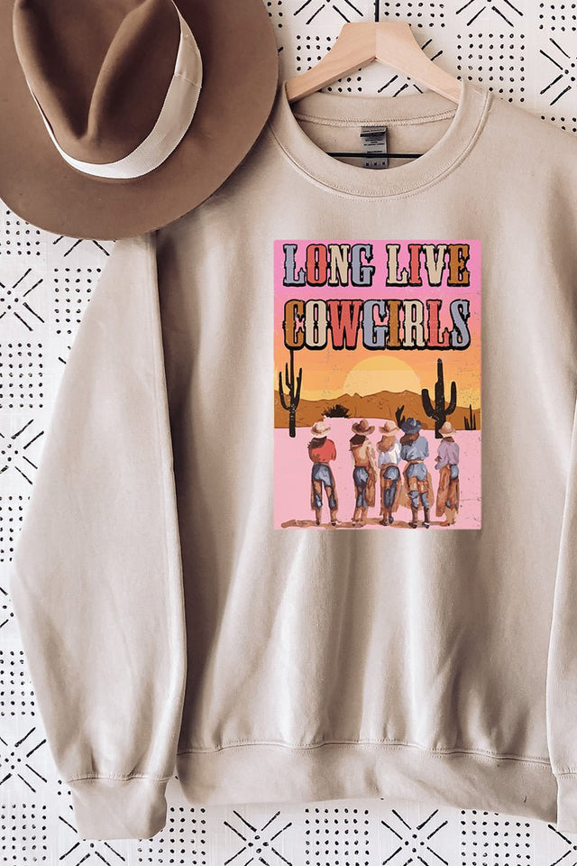 Pink Sunset Long Live Cowgirls Heavy-weight Crew Sweatshirt - Wholesale Accessory Market