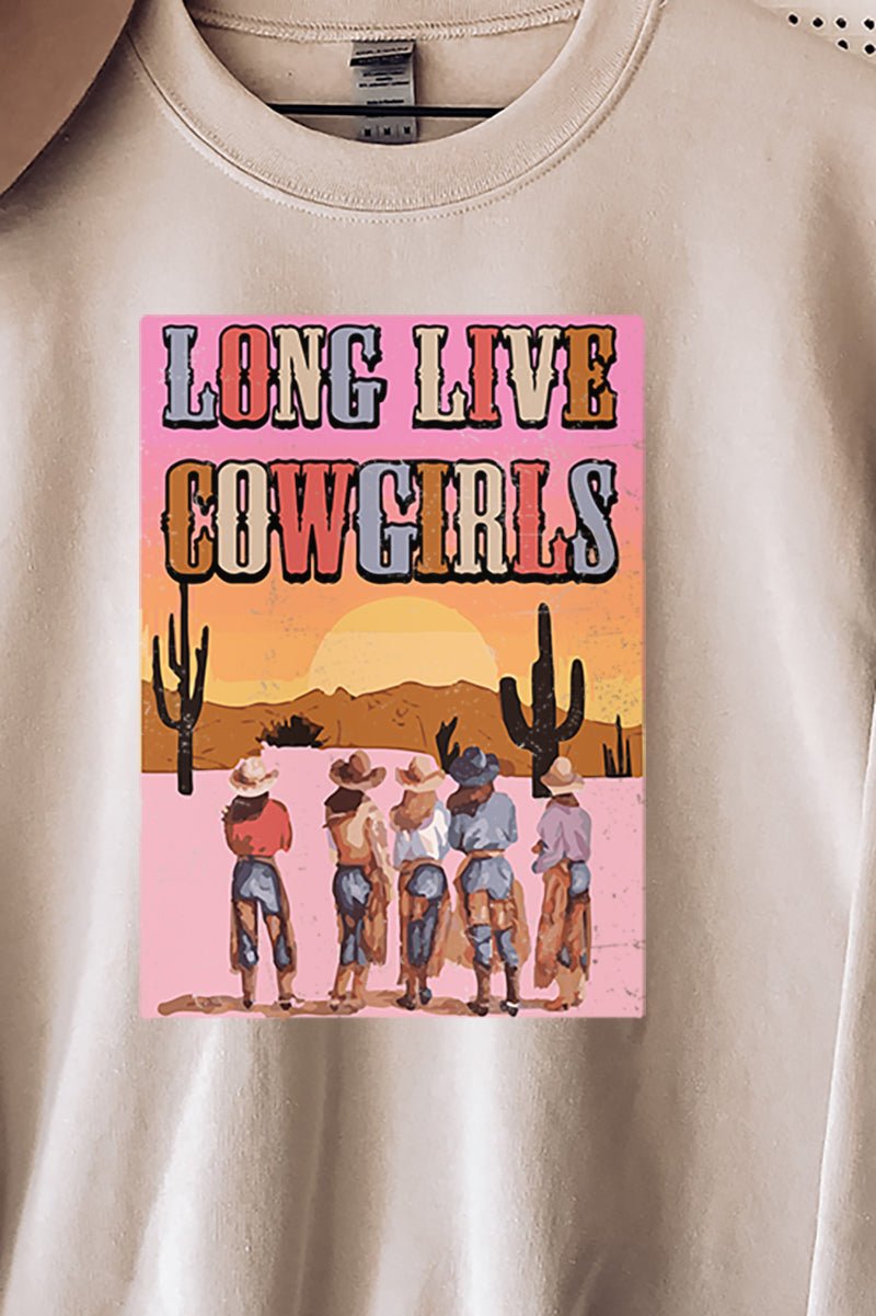 Pink Sunset Long Live Cowgirls Heavy-weight Crew Sweatshirt - Wholesale Accessory Market