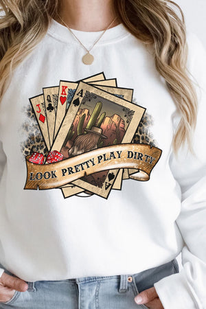 Look Pretty Play Dirty Heavy-weight Crew Sweatshirt - Wholesale Accessory Market