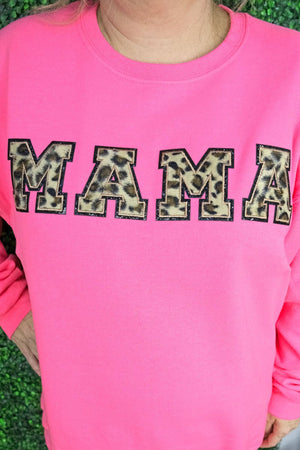 Mama Leopard Chenille Patch Heavy-weight Crew Sweatshirt - Wholesale Accessory Market