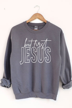 But First Jesus Heavy-weight Crew Sweatshirt - Wholesale Accessory Market