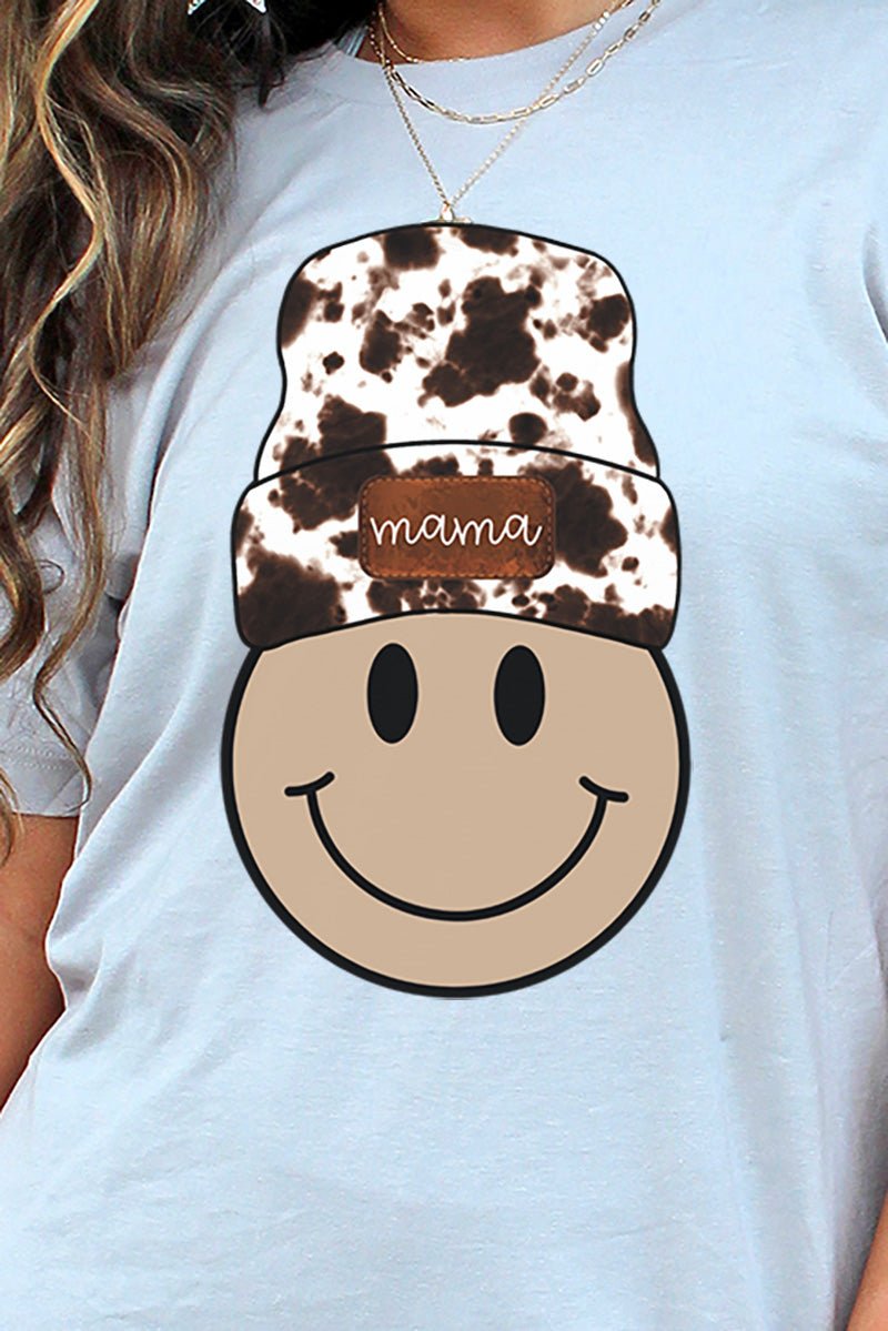 Cowhide Beanie Mama Happy Face Unisex Blend Tee - Wholesale Accessory Market