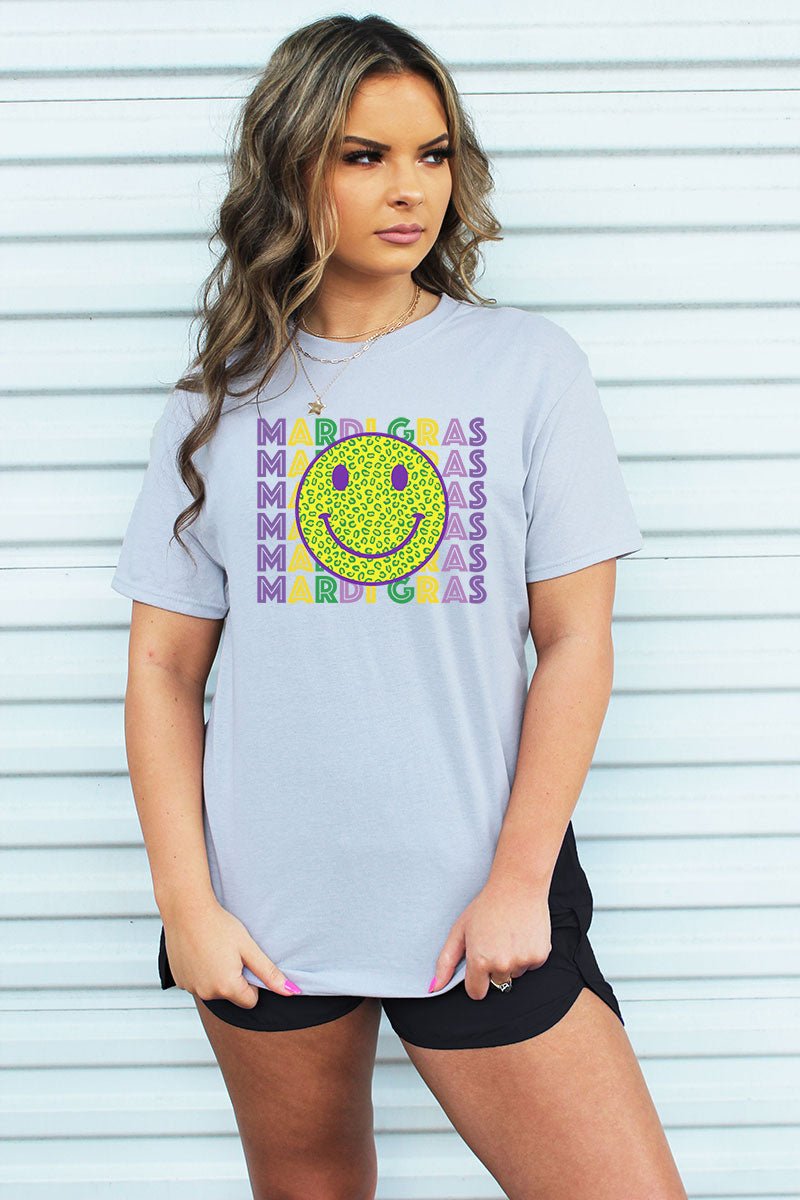 Happy Face Mardi Gras Unisex Blend Tee - Wholesale Accessory Market