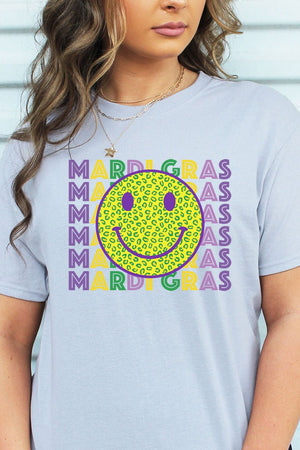 Happy Face Mardi Gras Unisex Blend Tee - Wholesale Accessory Market