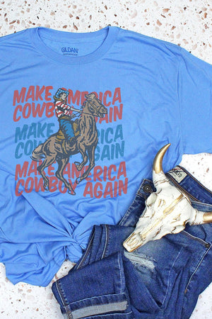 Distressed Make America Cowboy Again Unisex Dri-Power Poly Tee - Wholesale Accessory Market