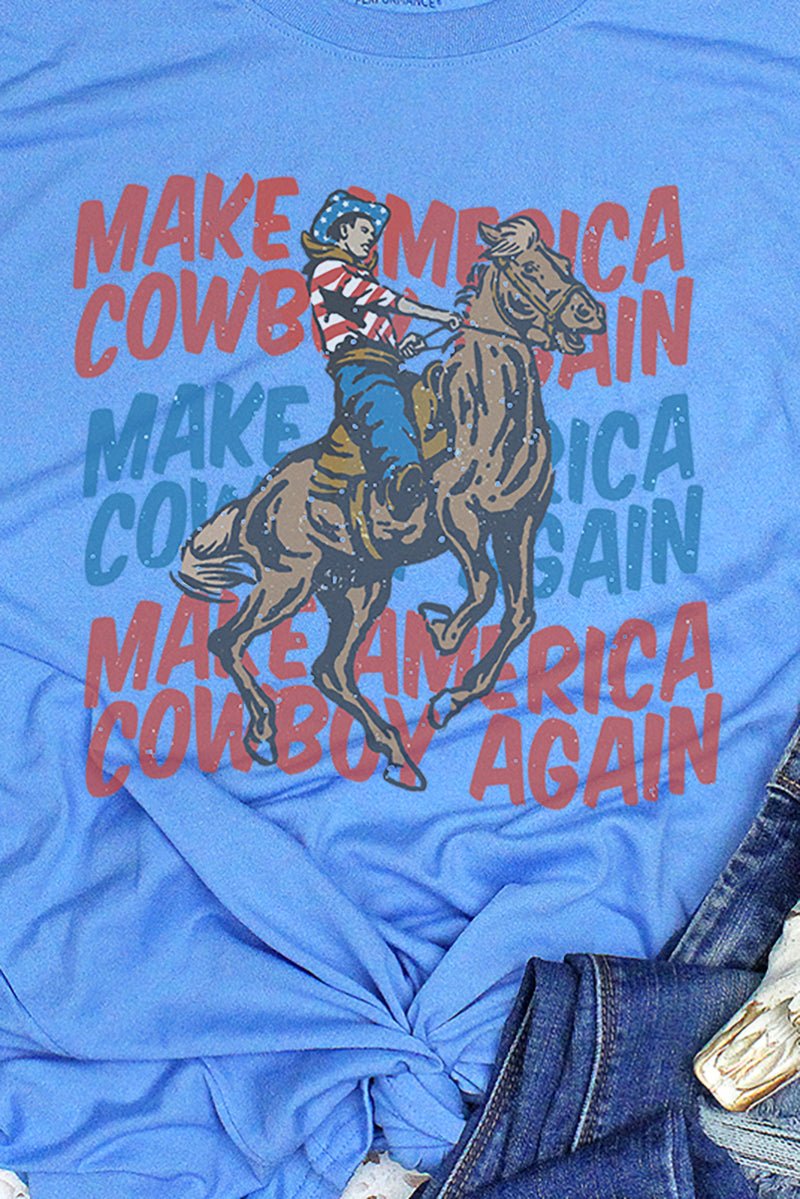 Distressed Make America Cowboy Again Unisex Dri-Power Poly Tee - Wholesale Accessory Market