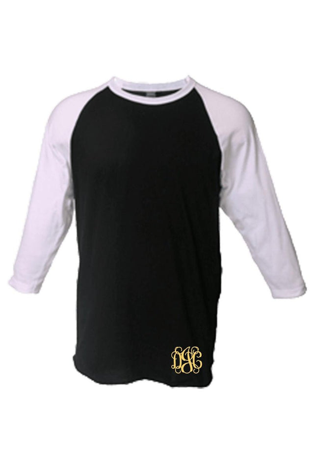 Tultex Unisex Fine Jersey Raglan Tee, Black/White *Personalize It! - Wholesale Accessory Market