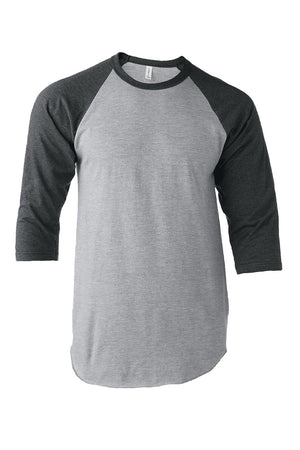 Tultex Unisex Fine Jersey Raglan Tee, Heather Gray/Heather Charcoal *Personalize It! - Wholesale Accessory Market