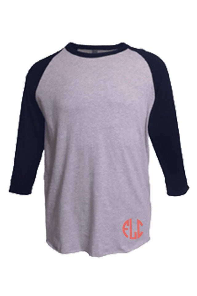 Tultex Unisex Fine Jersey Raglan Tee, Heather Gray/Heather Navy *Personalize It! - Wholesale Accessory Market