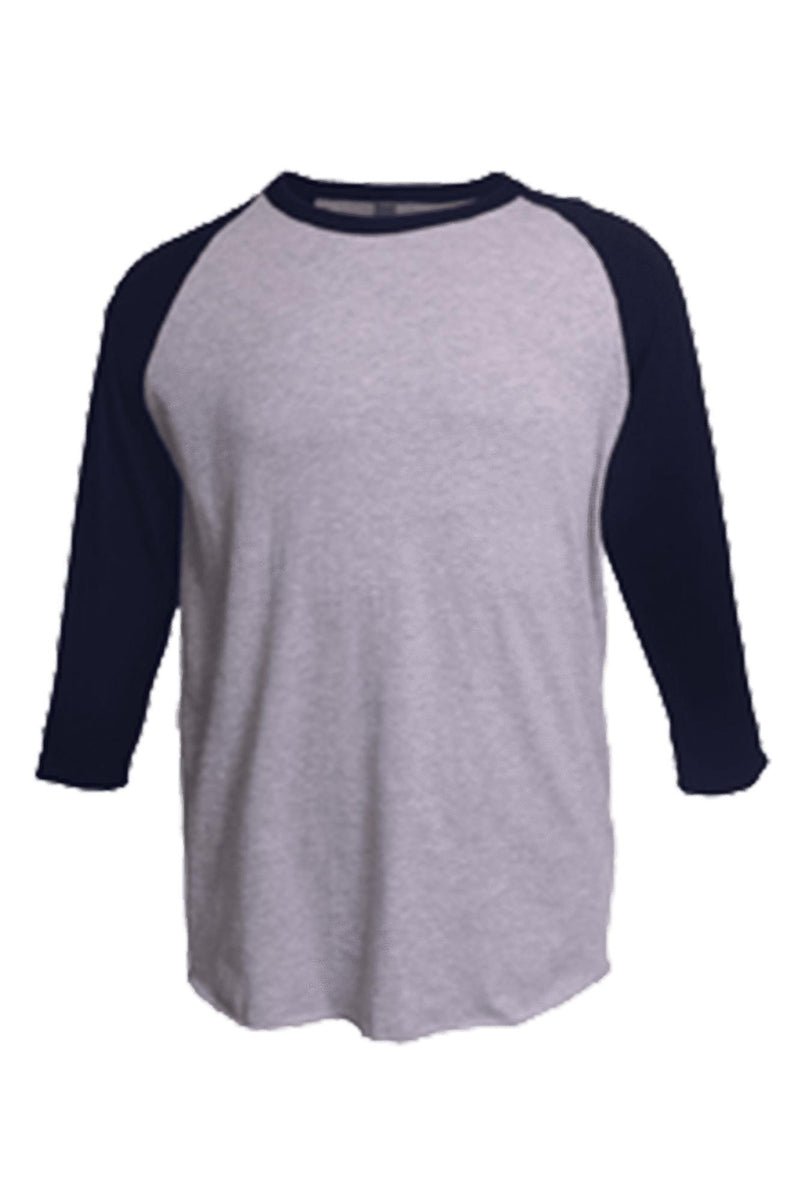 Tultex Unisex Fine Jersey Raglan Tee, Heather Gray/Heather Navy *Personalize It! - Wholesale Accessory Market