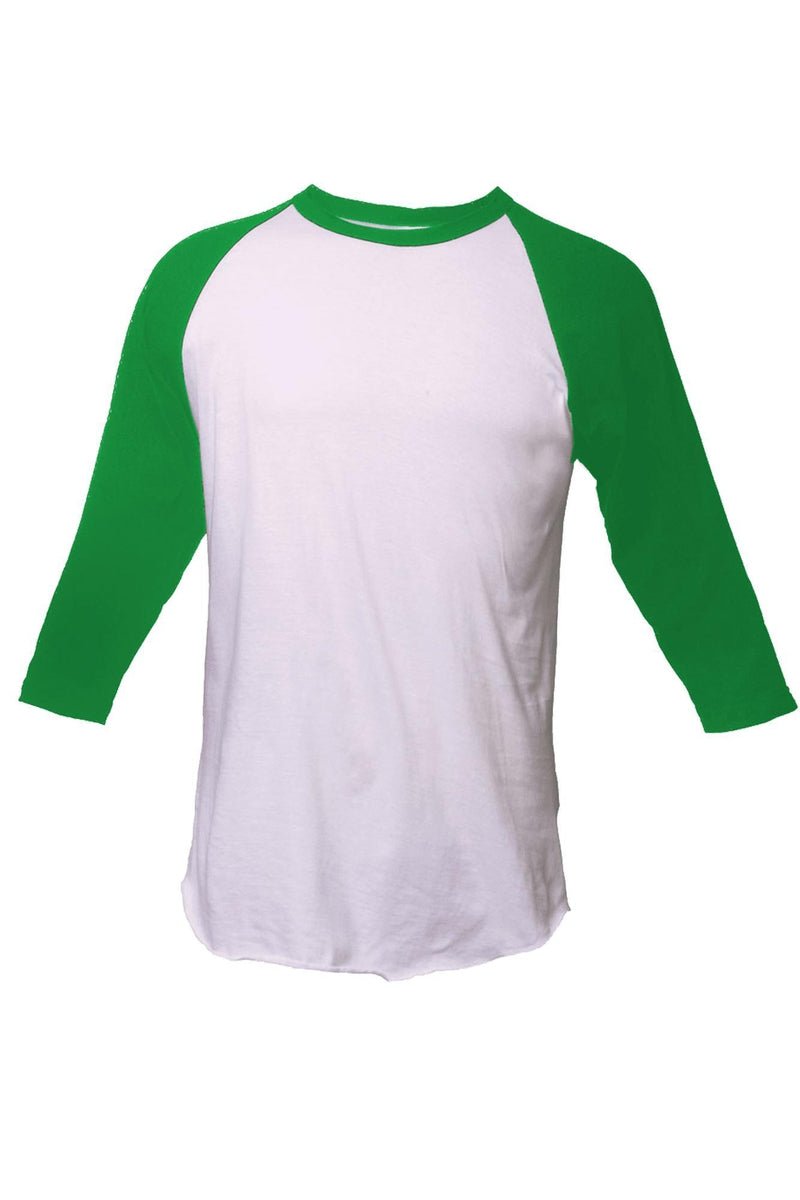 Tultex Unisex Fine Jersey Raglan Tee, White/Kelly *Personalize It!) - Wholesale Accessory Market