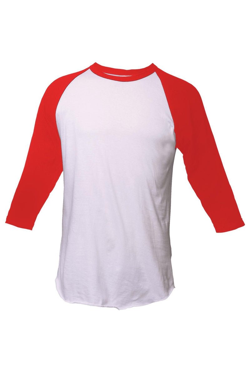 Tultex Unisex Fine Jersey Raglan Tee, White/Red *Personalize It! - Wholesale Accessory Market