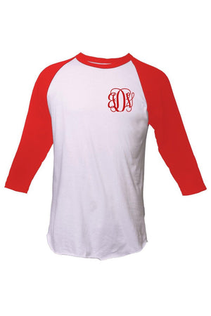 Tultex Unisex Fine Jersey Raglan Tee, White/Red *Personalize It! - Wholesale Accessory Market