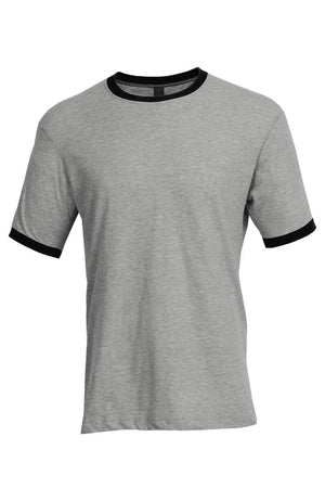 Tultex Unisex Fine Jersey Ringer Tee, Heather Gray/Black - Wholesale Accessory Market