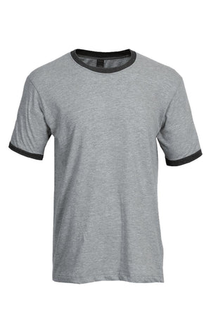 Tultex Unisex Fine Jersey Ringer Tee, Heather Gray/Heather Charcoal - Wholesale Accessory Market