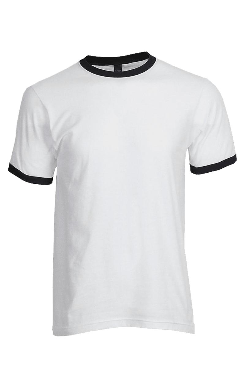 Tultex Unisex Fine Jersey Ringer Tee, White/Black - Wholesale Accessory Market