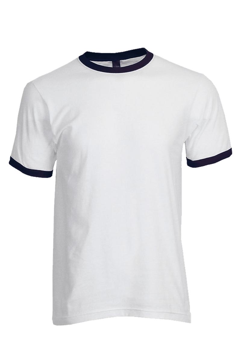 Tultex Unisex Fine Jersey Ringer Tee, White/Navy - Wholesale Accessory Market