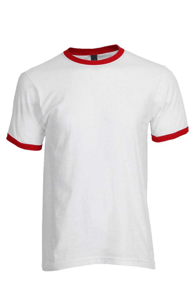 Tultex Unisex Fine Jersey Ringer Tee, White/Red - Wholesale Accessory Market