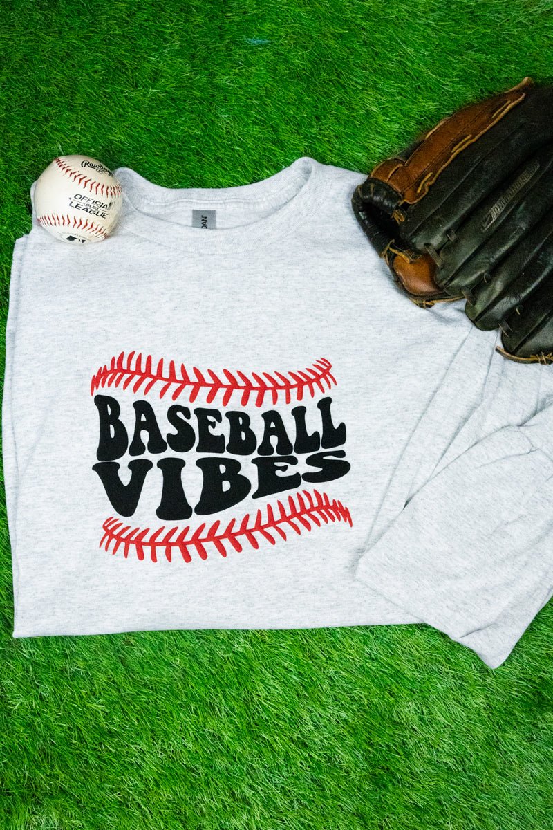 Baseball Vibes Puff Vinyl Unisex Dri-Power Long-Sleeve 50/50 Tee - Wholesale Accessory Market