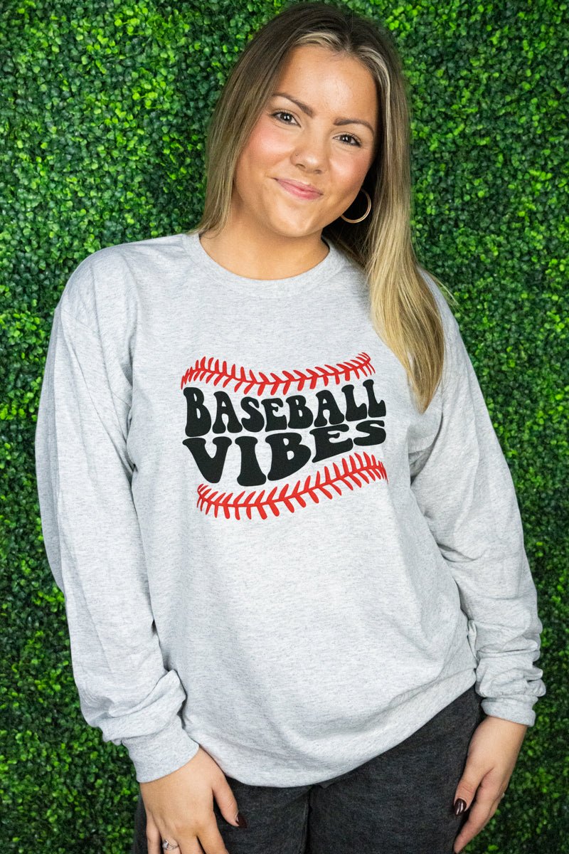 Baseball Vibes Puff Vinyl Unisex Dri-Power Long-Sleeve 50/50 Tee - Wholesale Accessory Market