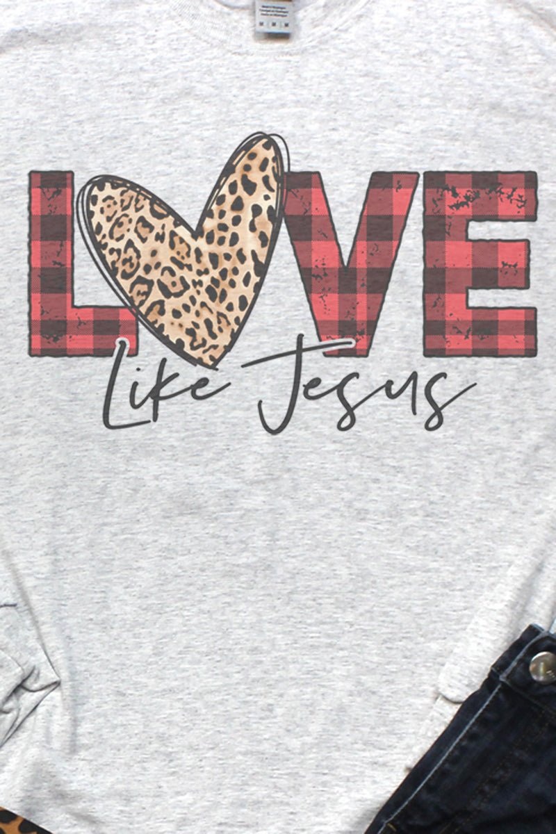 Buffalo Plaid Love Like Jesus Unisex Dri-Power Long-Sleeve 50/50 Tee - Wholesale Accessory Market