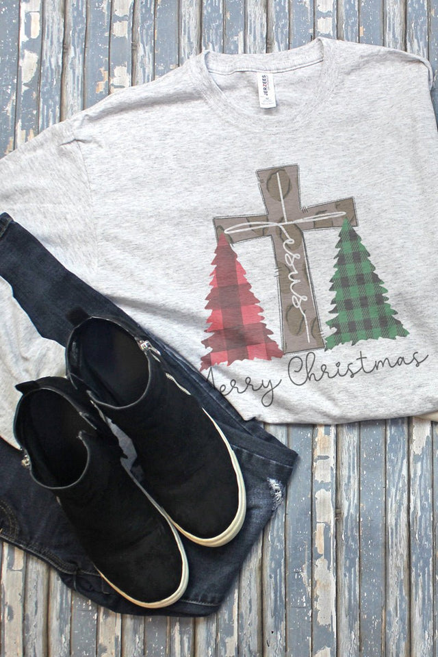 Cross Trees Merry Christmas Jesus Unisex Dri-Power Long-Sleeve 50/50 Tee - Wholesale Accessory Market