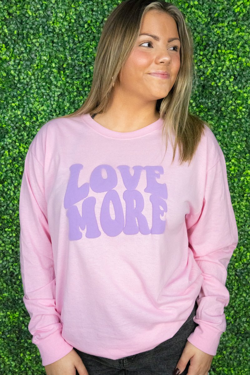 Love More Lavender Puff Vinyl Unisex Dri-Power Long-Sleeve 50/50 Tee - Wholesale Accessory Market