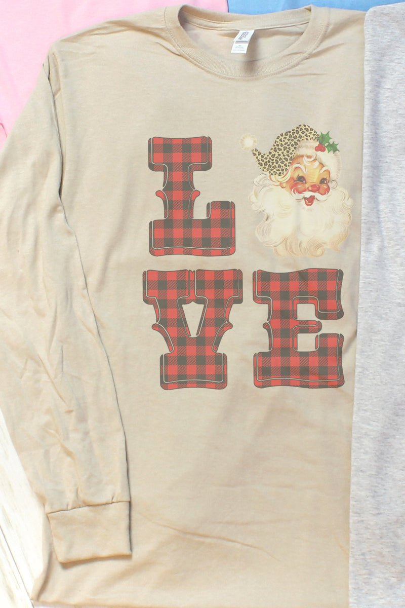 Love Santa Buffalo Plaid Unisex Dri-Power Long-Sleeve 50/50 Tee - Wholesale Accessory Market