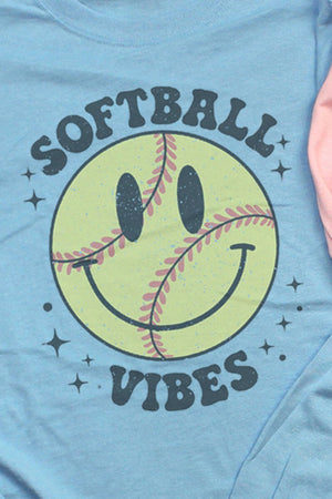 Happy Face Softball Vibes Unisex Dri-Power Long-Sleeve 50/50 Tee - Wholesale Accessory Market